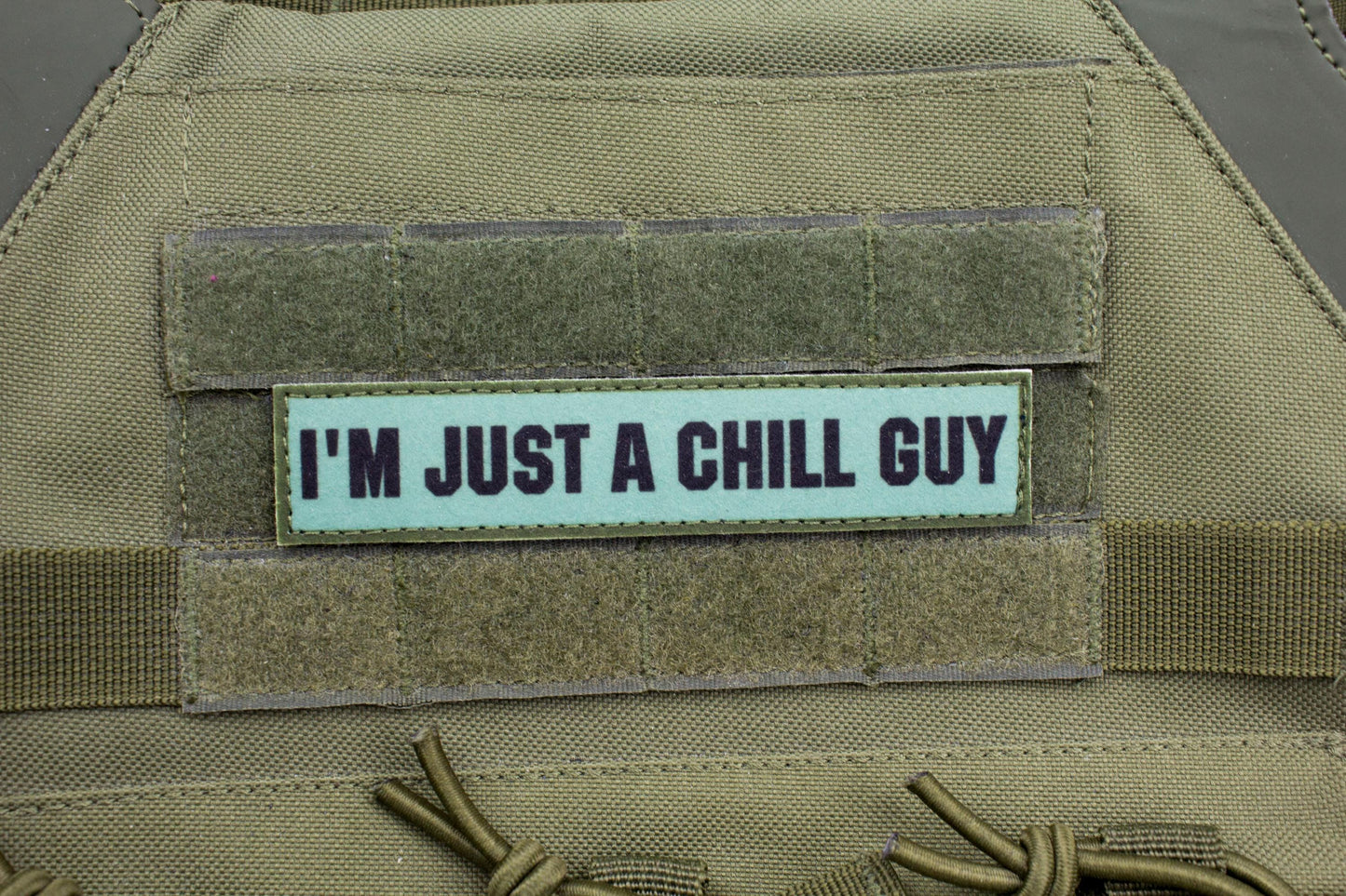 Chill Guy meme blue stripe hook and loop morale patch