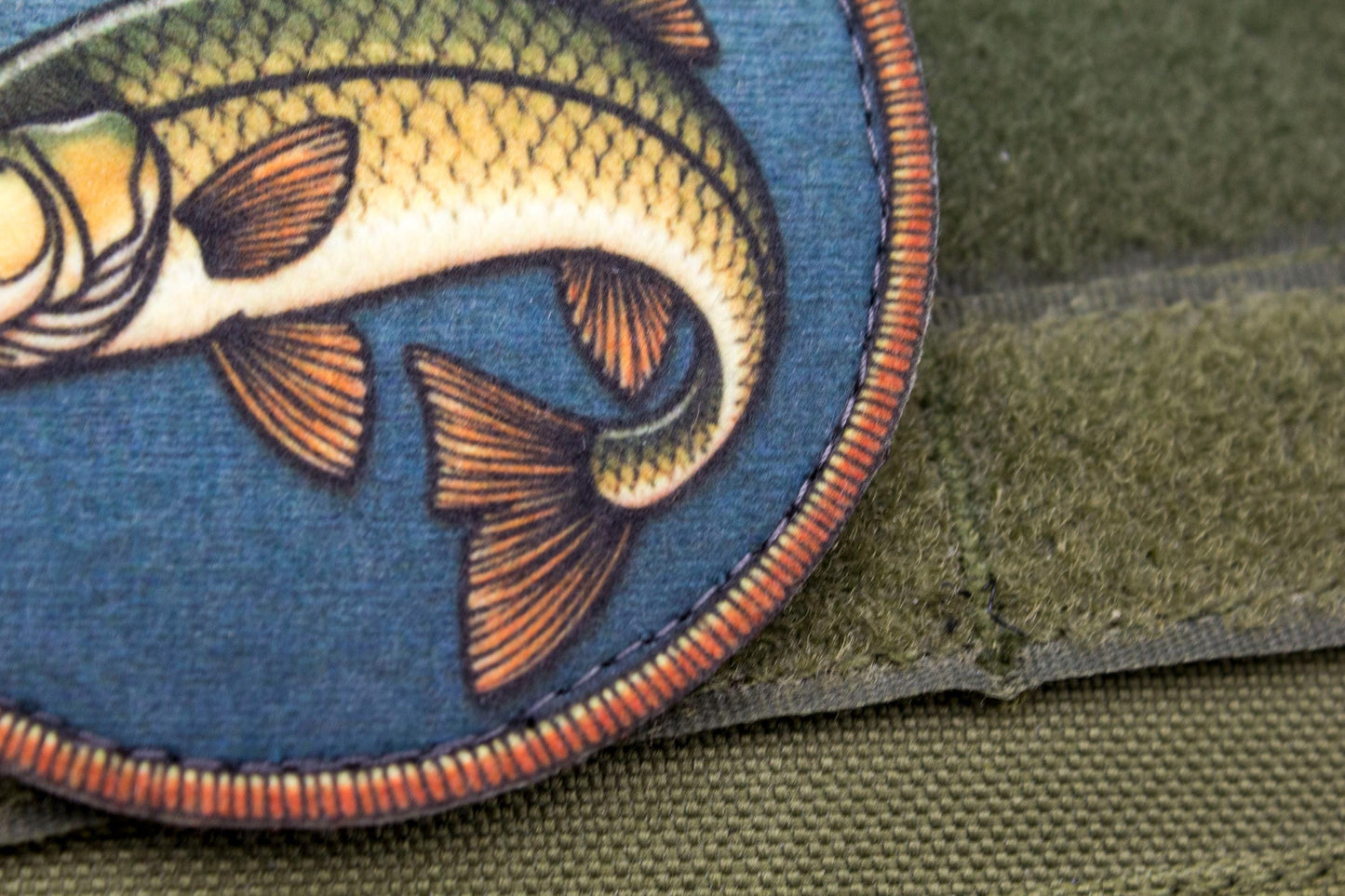 Pike fishing hook and loop morale patch