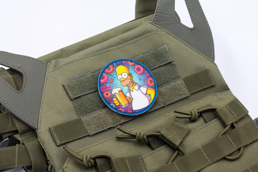 Homer Simpson with beer and donuts hook and loop morale patch