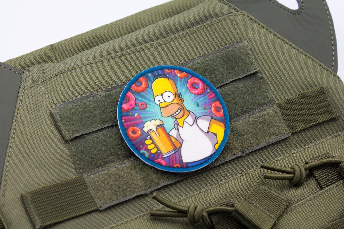 Homer Simpson with beer and donuts hook and loop morale patch