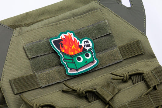 Dumpster fire This is Fine Meme hook and loop morale patch