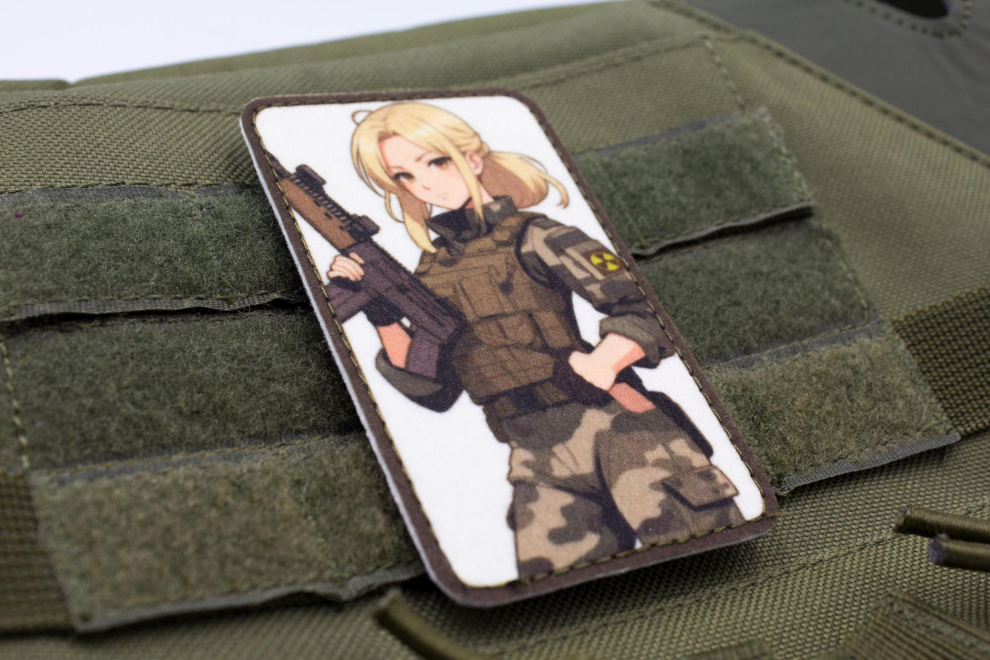 Blonde girl military hook and loop anime patch