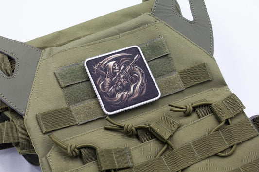 Death with a sniper rifle hook and loop morale patch