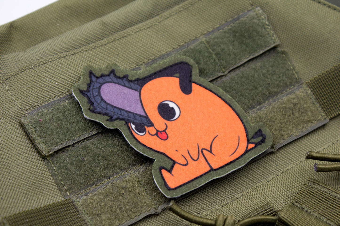 Pochita Chainsaw Man hook and loop anime patch GREEN