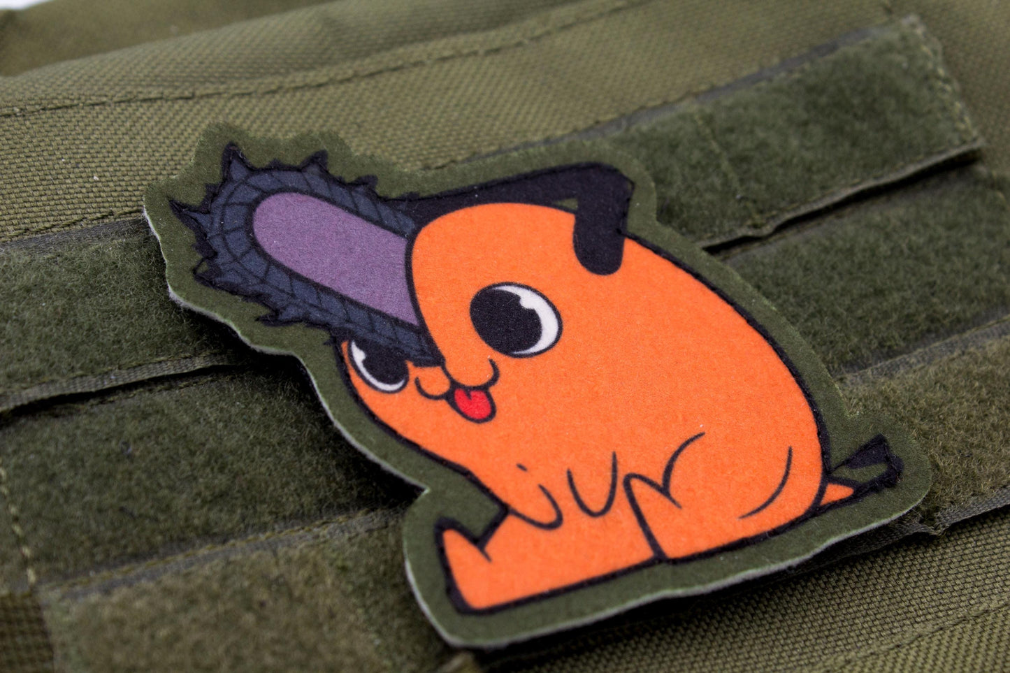 Pochita Chainsaw Man hook and loop anime patch GREEN
