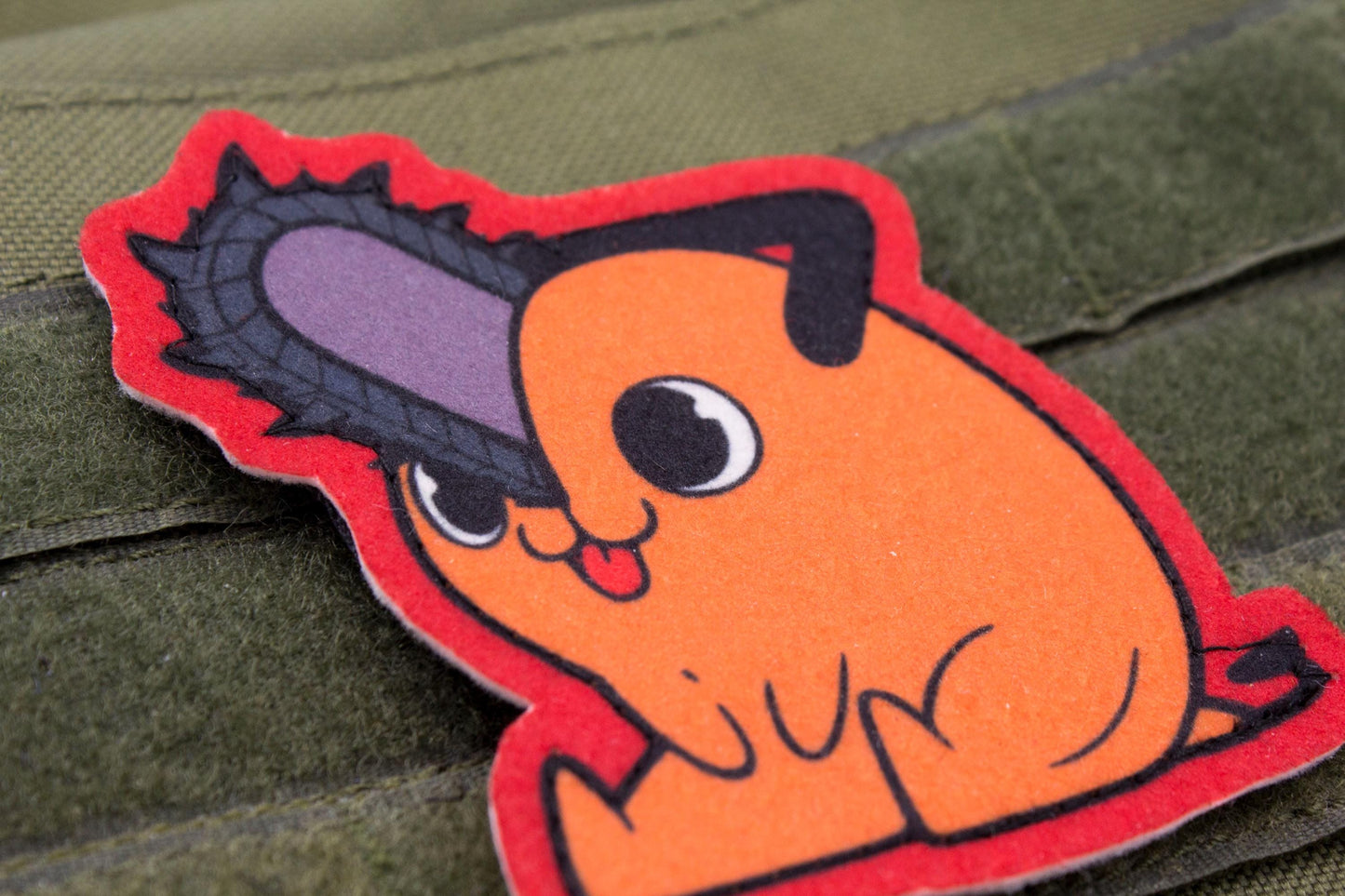Pochita Chainsaw Man hook and loop anime patch RED