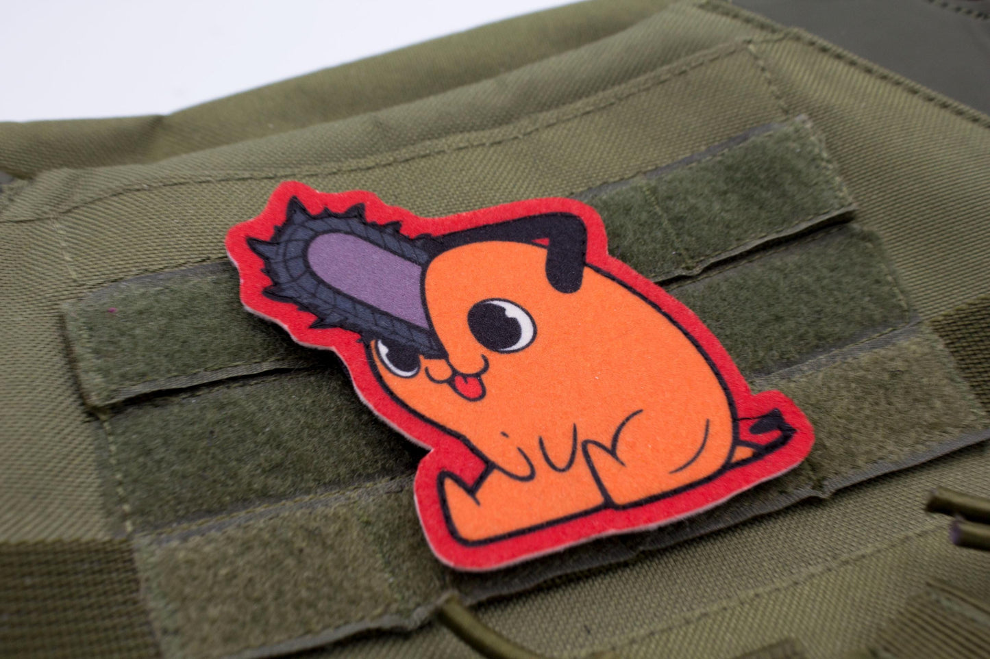 Pochita Chainsaw Man hook and loop anime patch RED