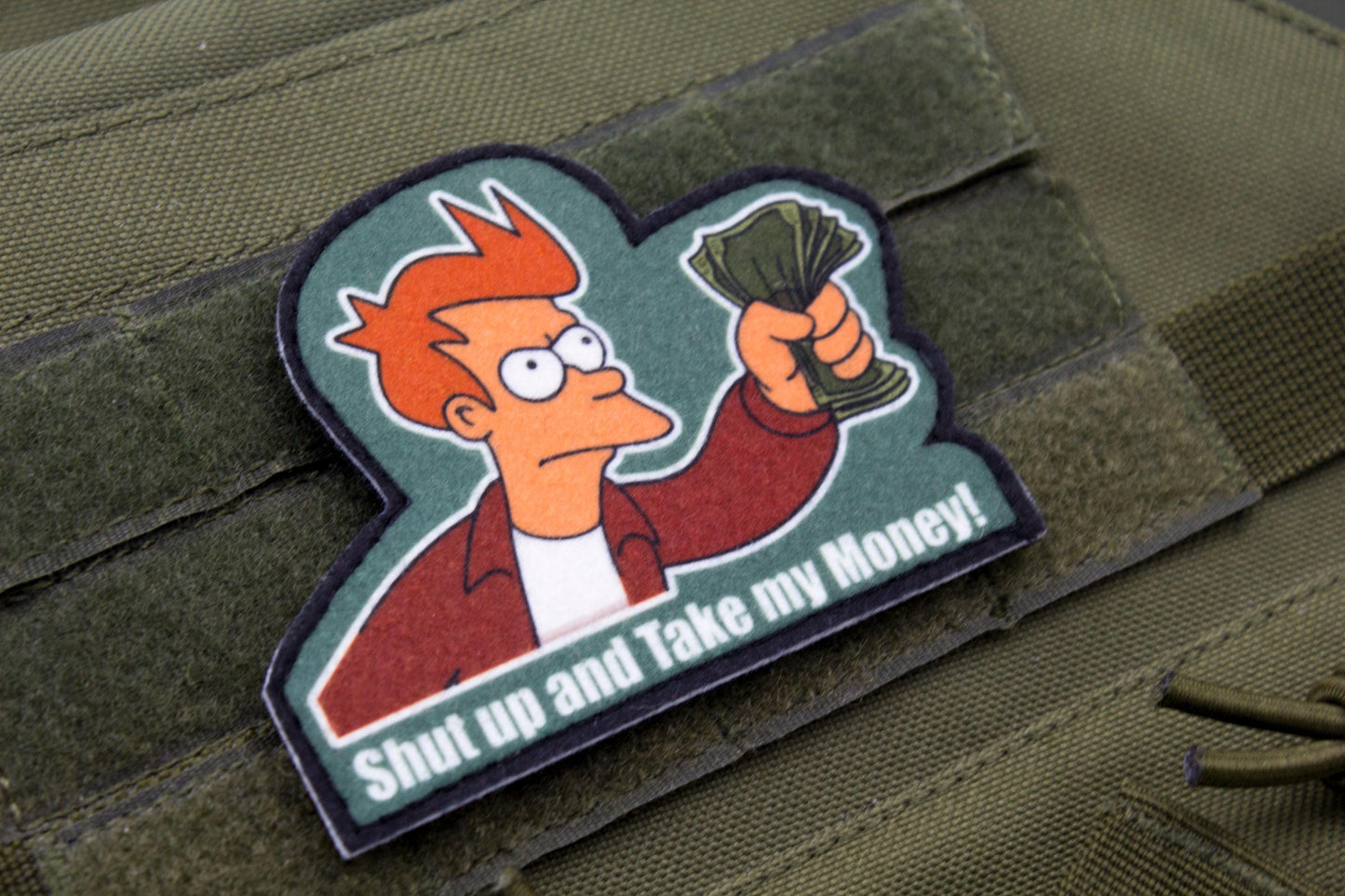 Shut up and take my money Futurama Cosplay hook and loop morale patch