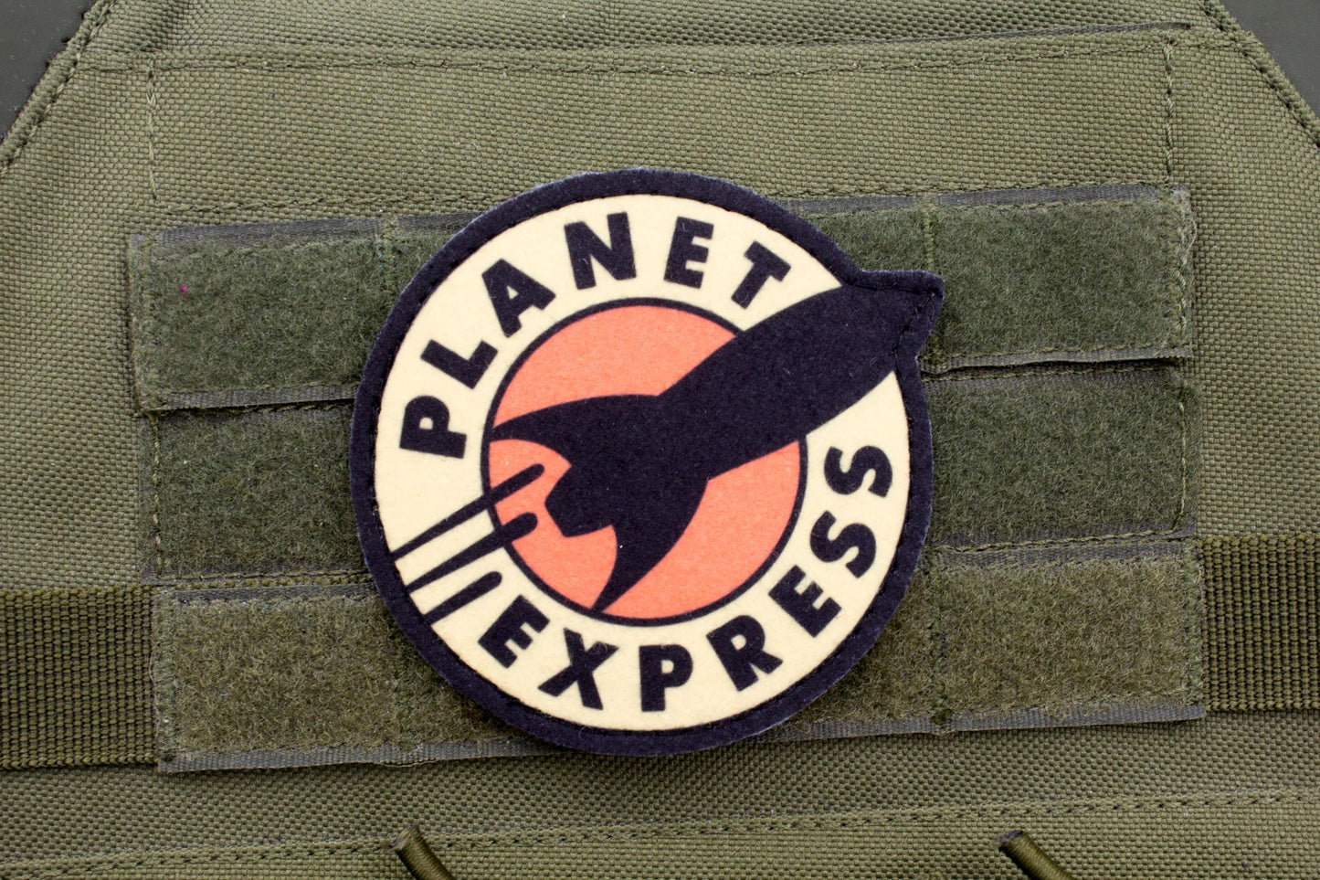 Planet Express Futurama logo BLACK Cosplay hook and loop morale patch