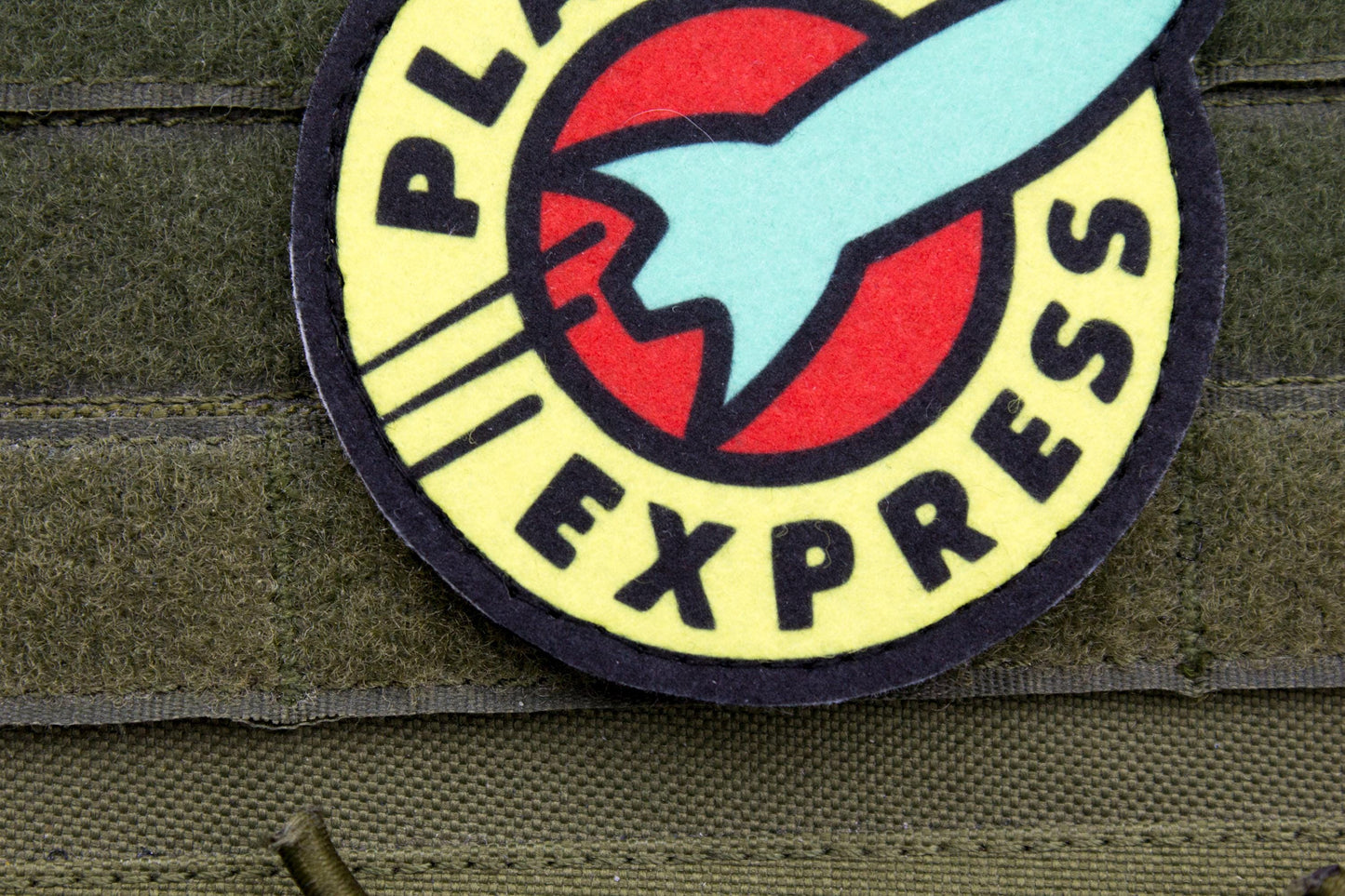 Planet Express Futurama logo BLUE Cosplay hook and loop morale patch