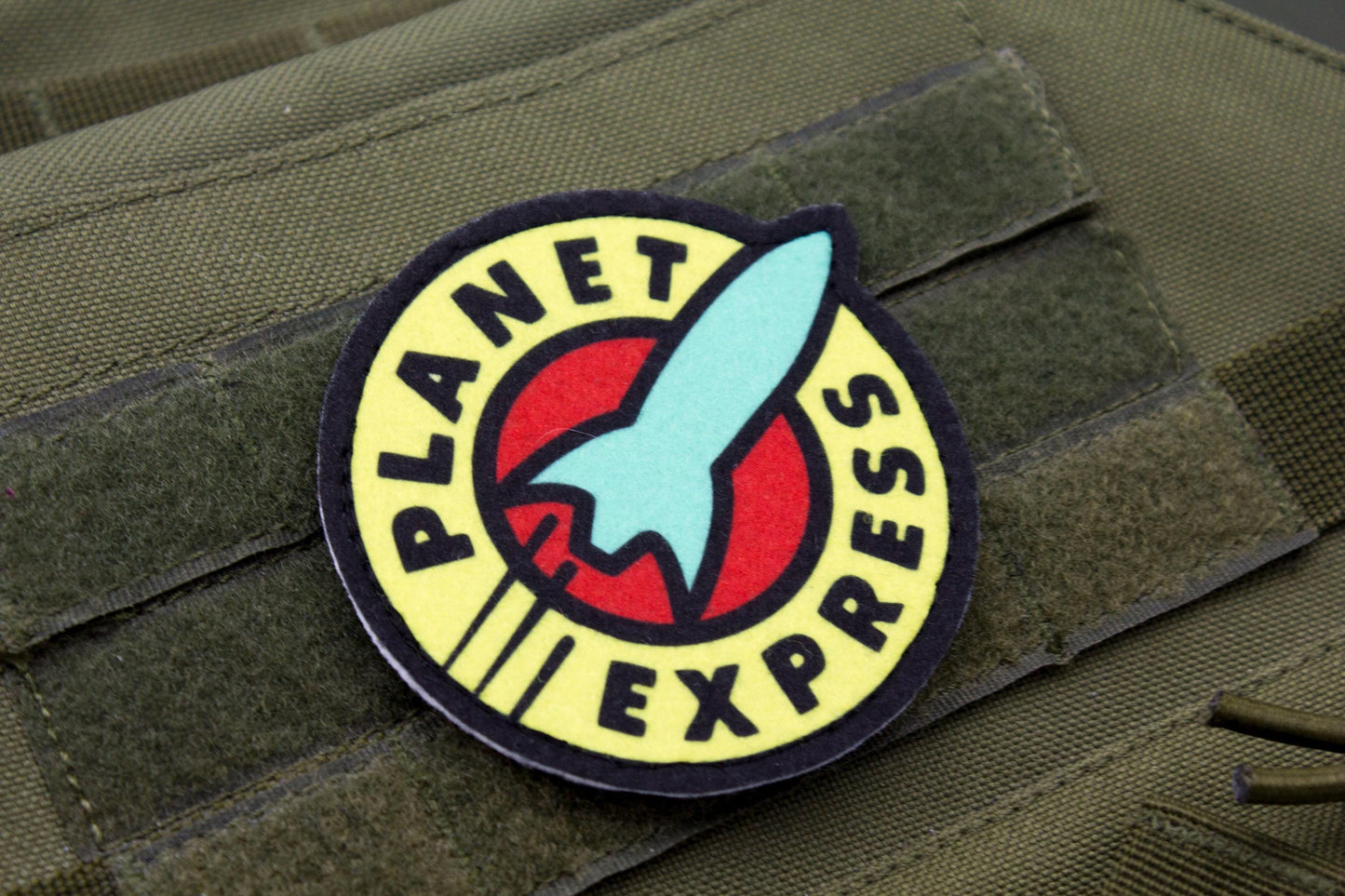 Planet Express Futurama logo BLUE Cosplay hook and loop morale patch