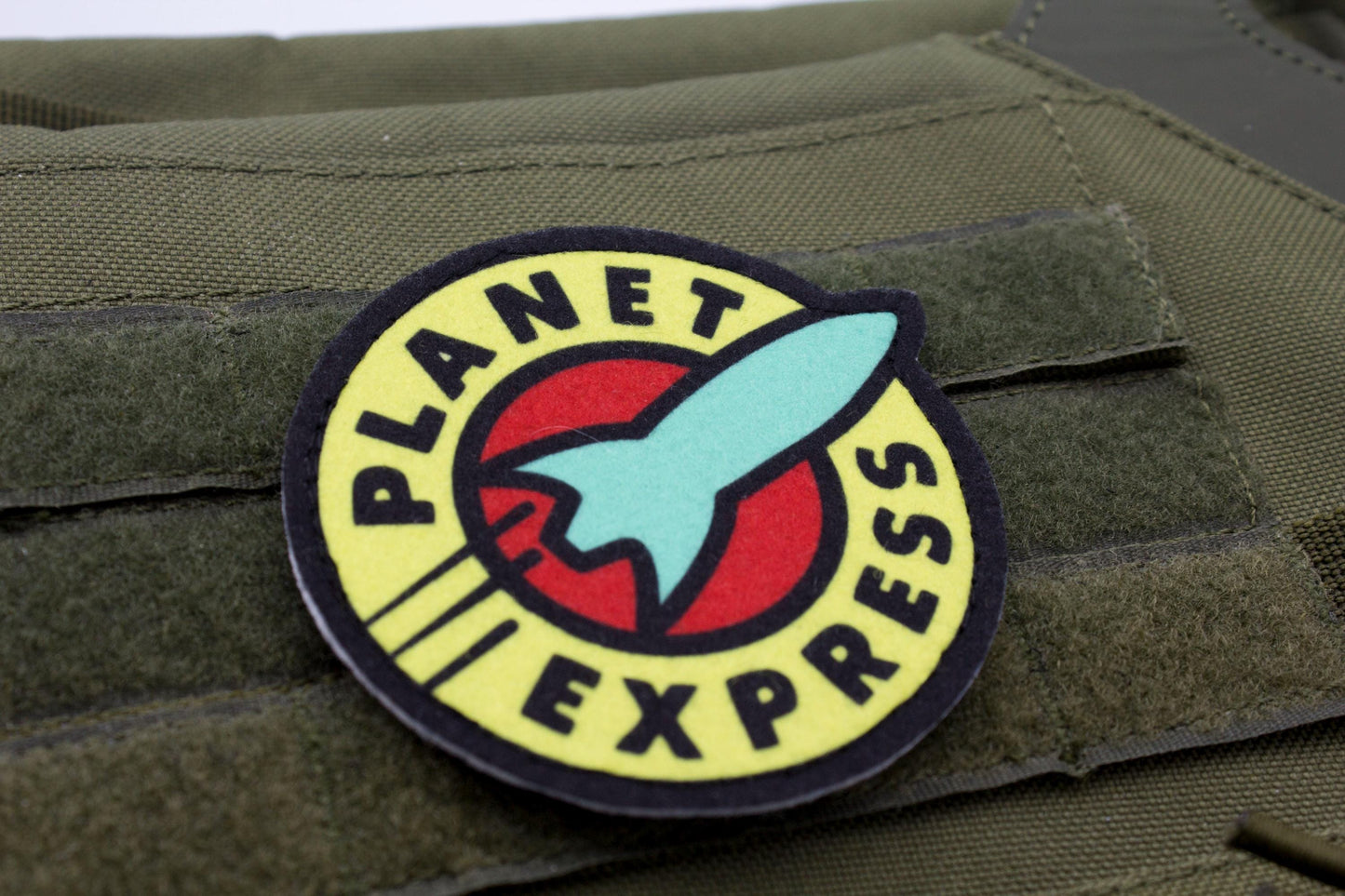 Planet Express Futurama logo BLUE Cosplay hook and loop morale patch