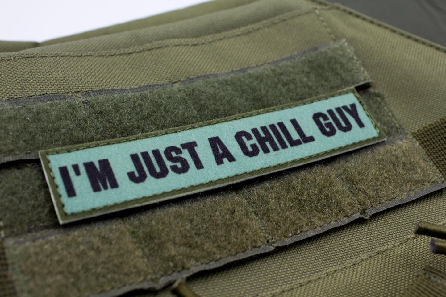 Chill Guy meme blue stripe hook and loop morale patch