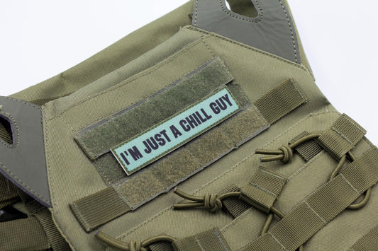 Chill Guy meme blue stripe hook and loop morale patch