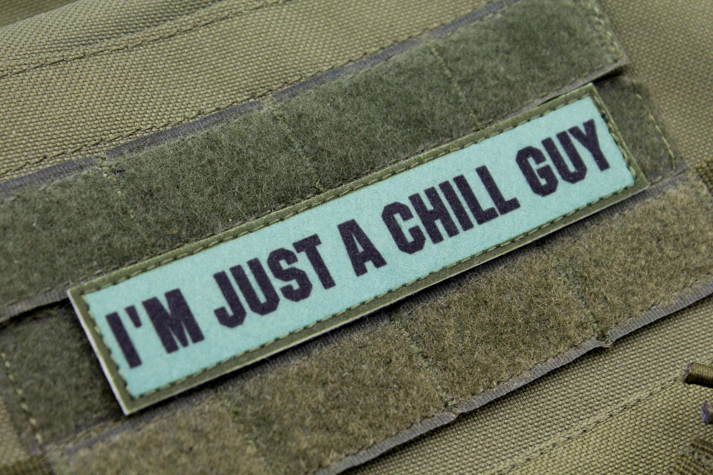 Chill Guy meme blue stripe hook and loop morale patch