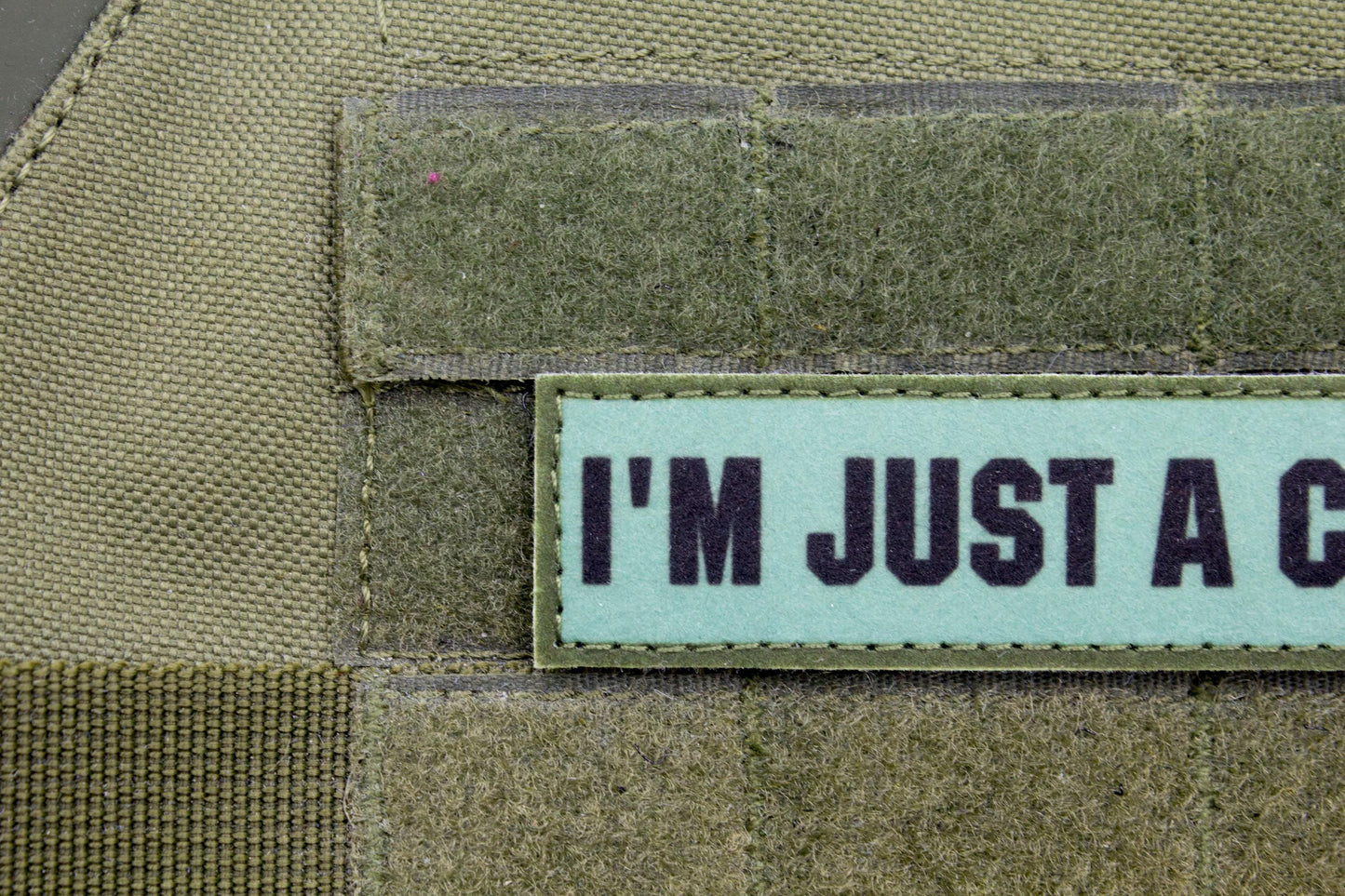 Chill Guy meme blue stripe hook and loop morale patch
