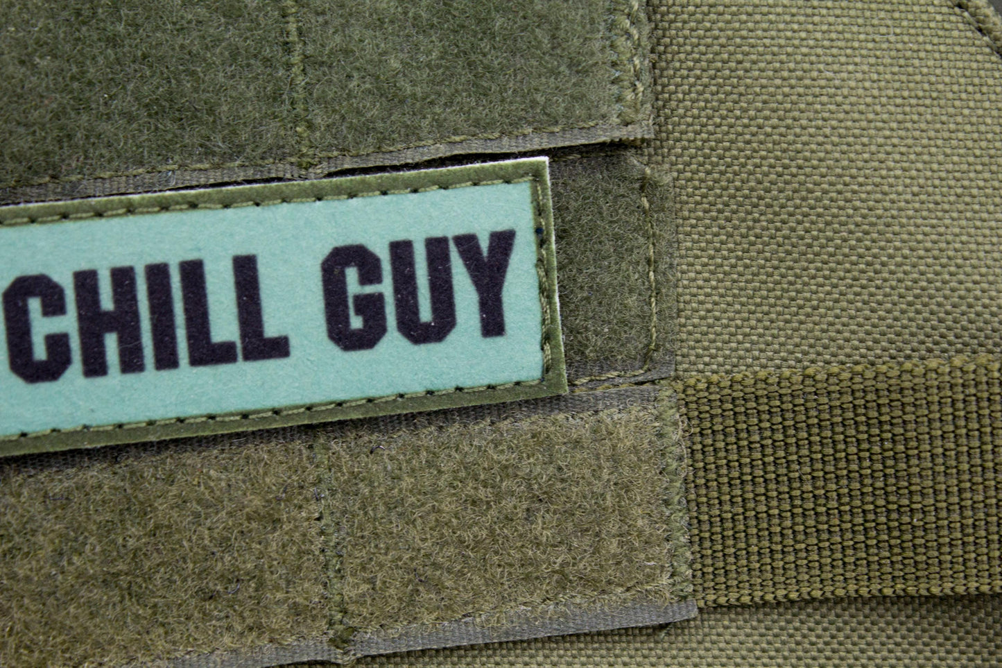 Chill Guy meme blue stripe hook and loop morale patch