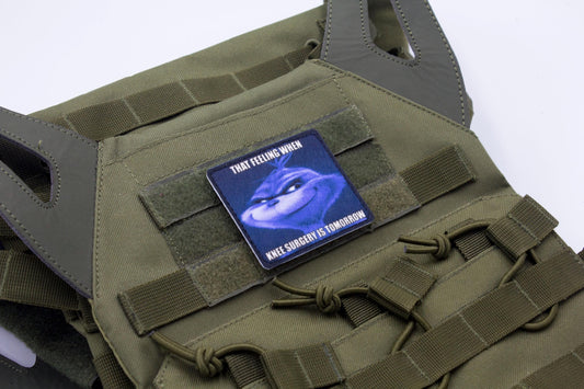 Knee surgery Grinch meme hook and loop morale patch