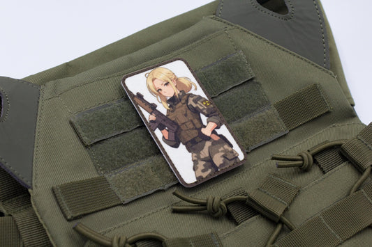 Blonde girl military hook and loop anime patch