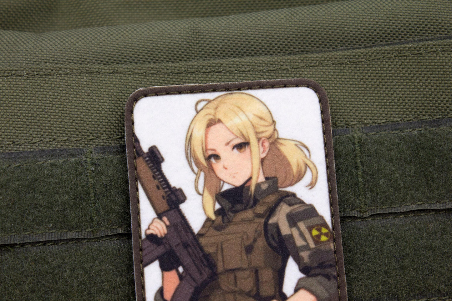 Blonde girl military hook and loop anime patch