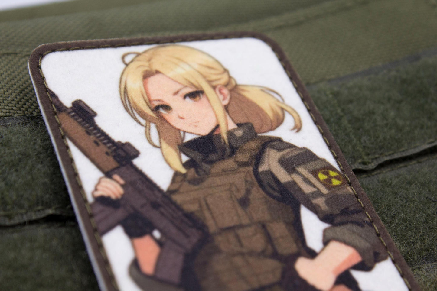 Blonde girl military hook and loop anime patch
