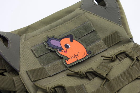 Pochita Chainsaw Man hook and loop anime patch GREEN