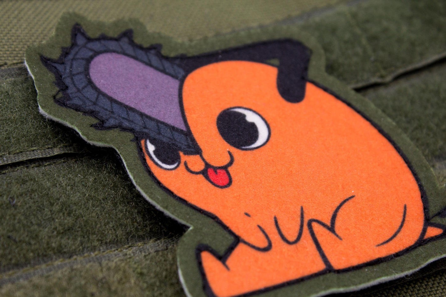 Pochita Chainsaw Man hook and loop anime patch GREEN
