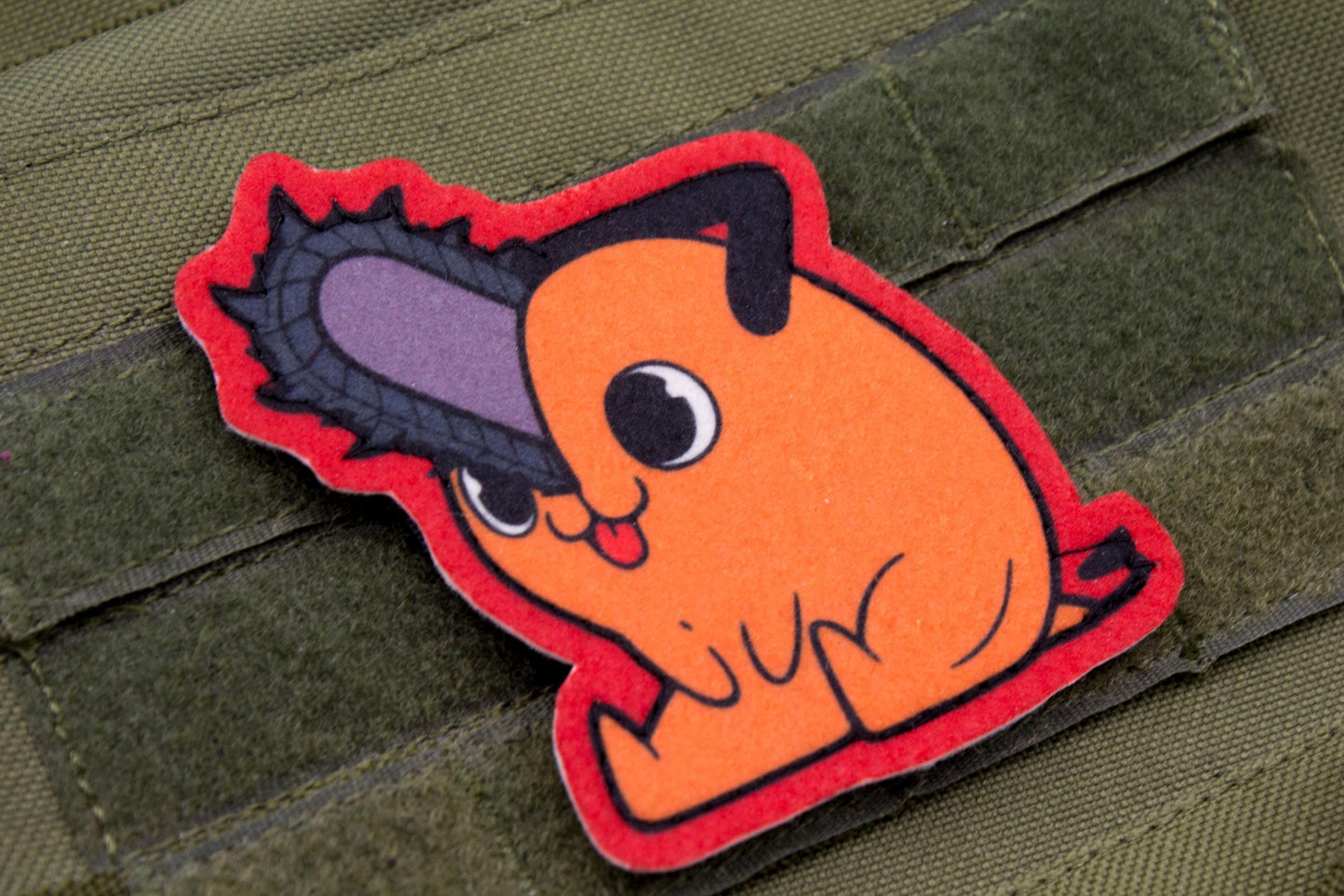 Pochita Chainsaw Man hook and loop anime patch RED