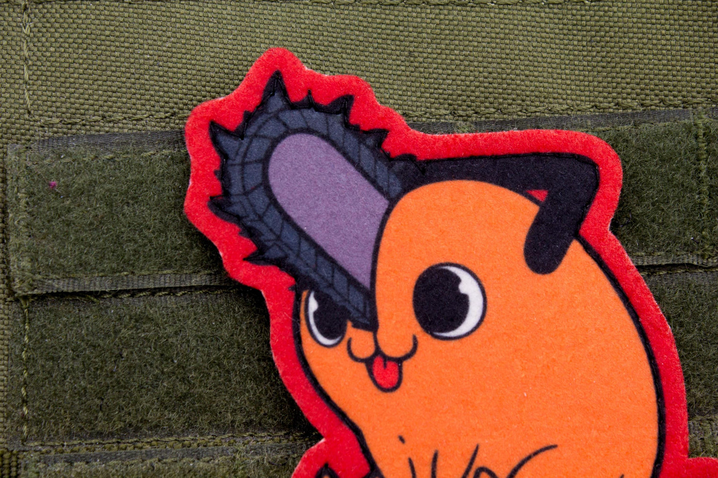 Pochita Chainsaw Man hook and loop anime patch RED