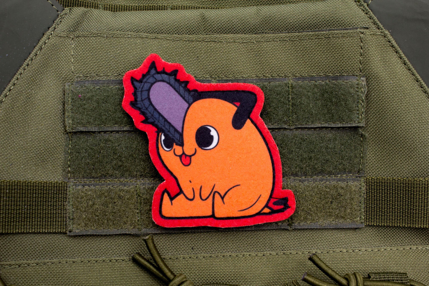 Pochita Chainsaw Man hook and loop anime patch RED