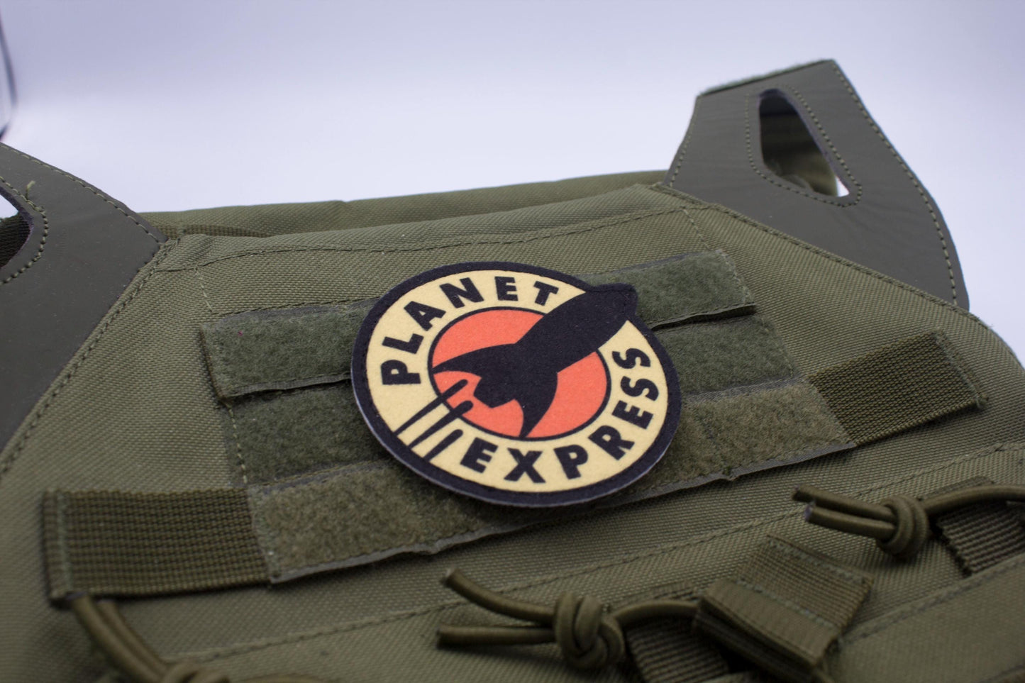 Planet Express Futurama logo BLACK Cosplay hook and loop morale patch