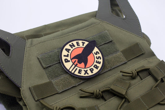 Planet Express Futurama logo BLACK Cosplay hook and loop morale patch