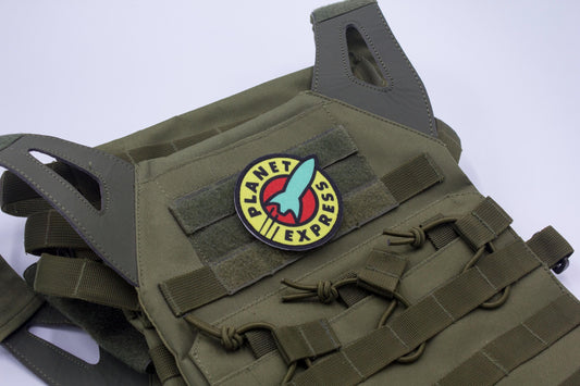 Planet Express Futurama logo BLUE Cosplay hook and loop morale patch