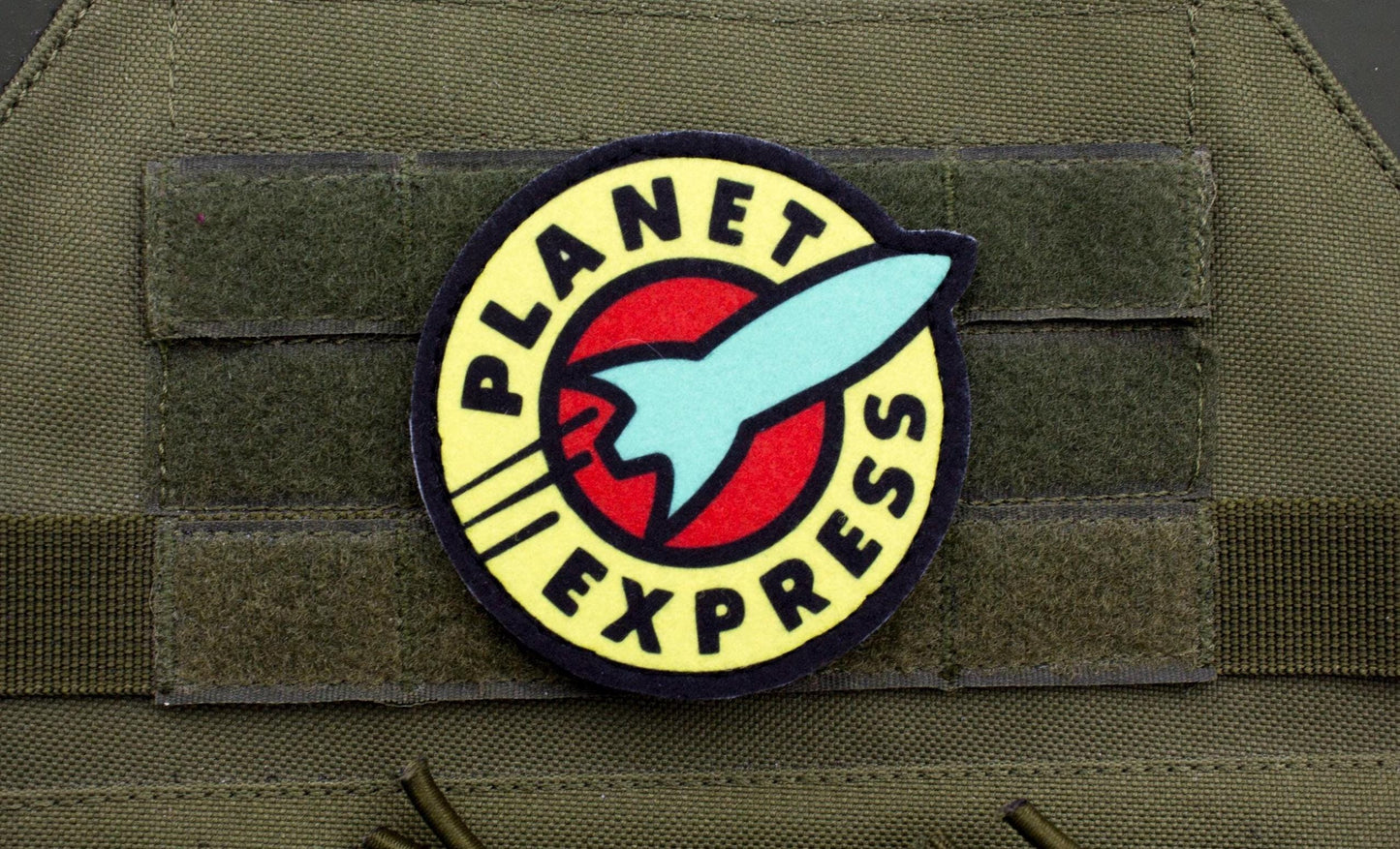 Planet Express Futurama logo BLUE Cosplay hook and loop morale patch