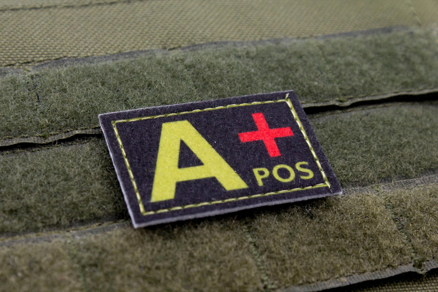 Blood type A+ pos BLACK paramedic emt patch