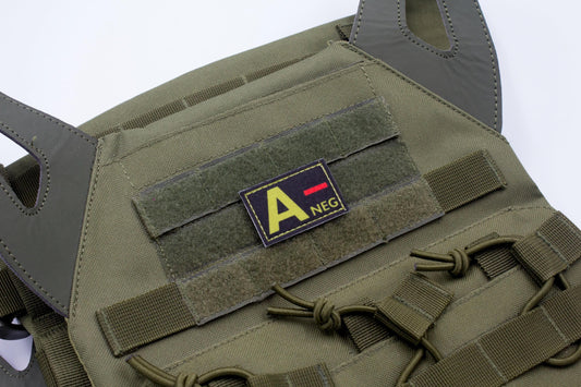 Blood type A- neg BLACK paramedic emt patch