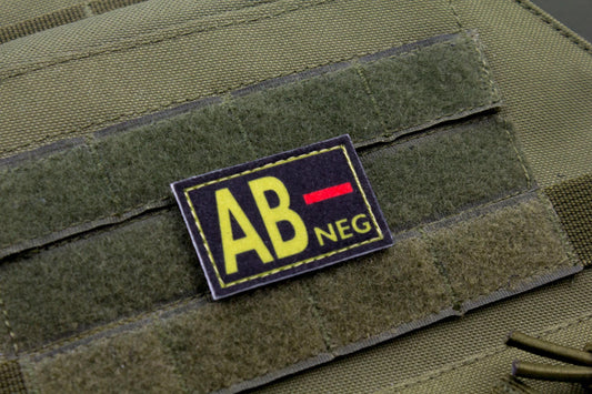 Blood type AB- neg BLACK paramedic emt patch