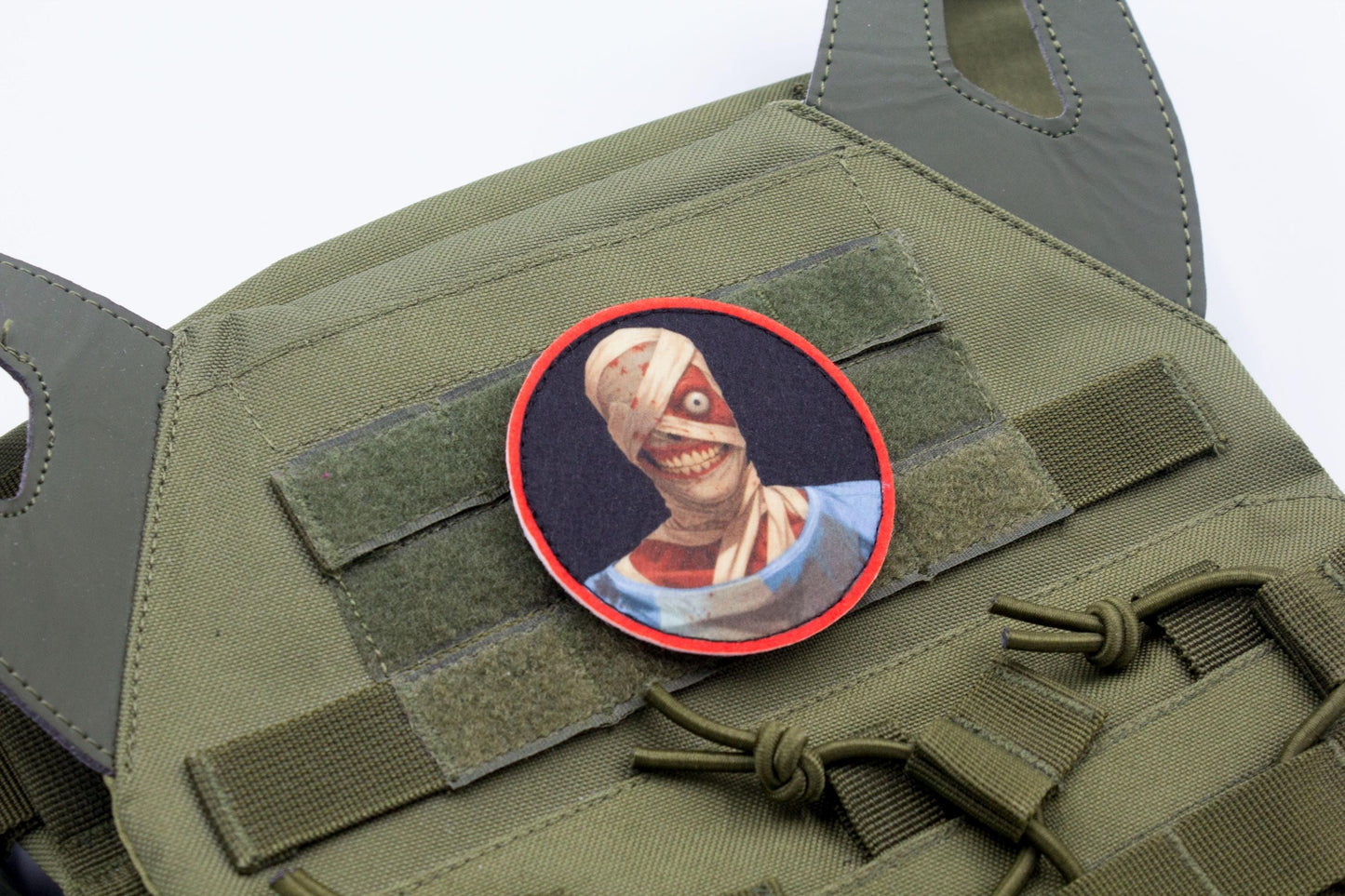 Curly Mouthwashing hook and loop morale patch