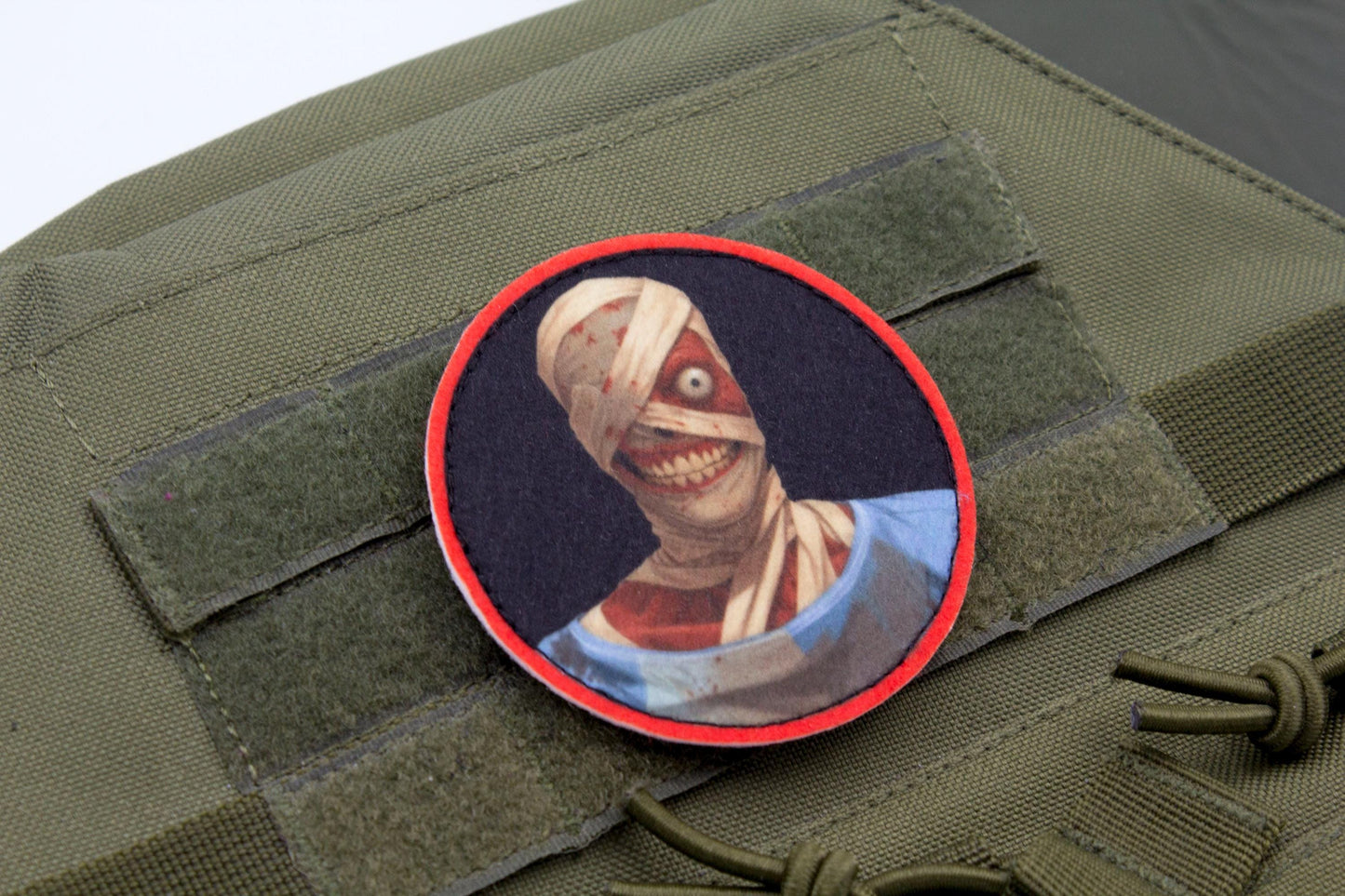 Curly Mouthwashing hook and loop morale patch