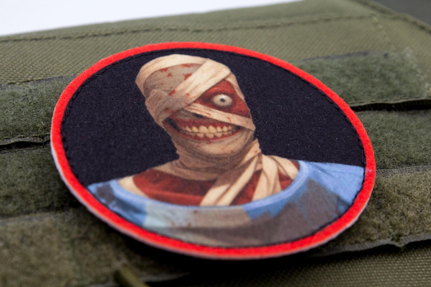 Curly Mouthwashing hook and loop morale patch