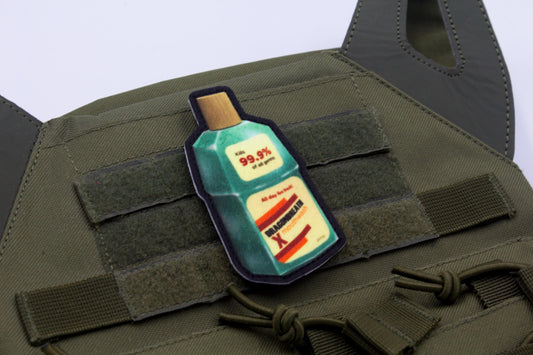 Mouthwashing bottle hook and loop morale patch