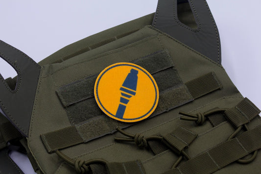 Soldier TF2 BLUE team hook and loop morale patch 3″