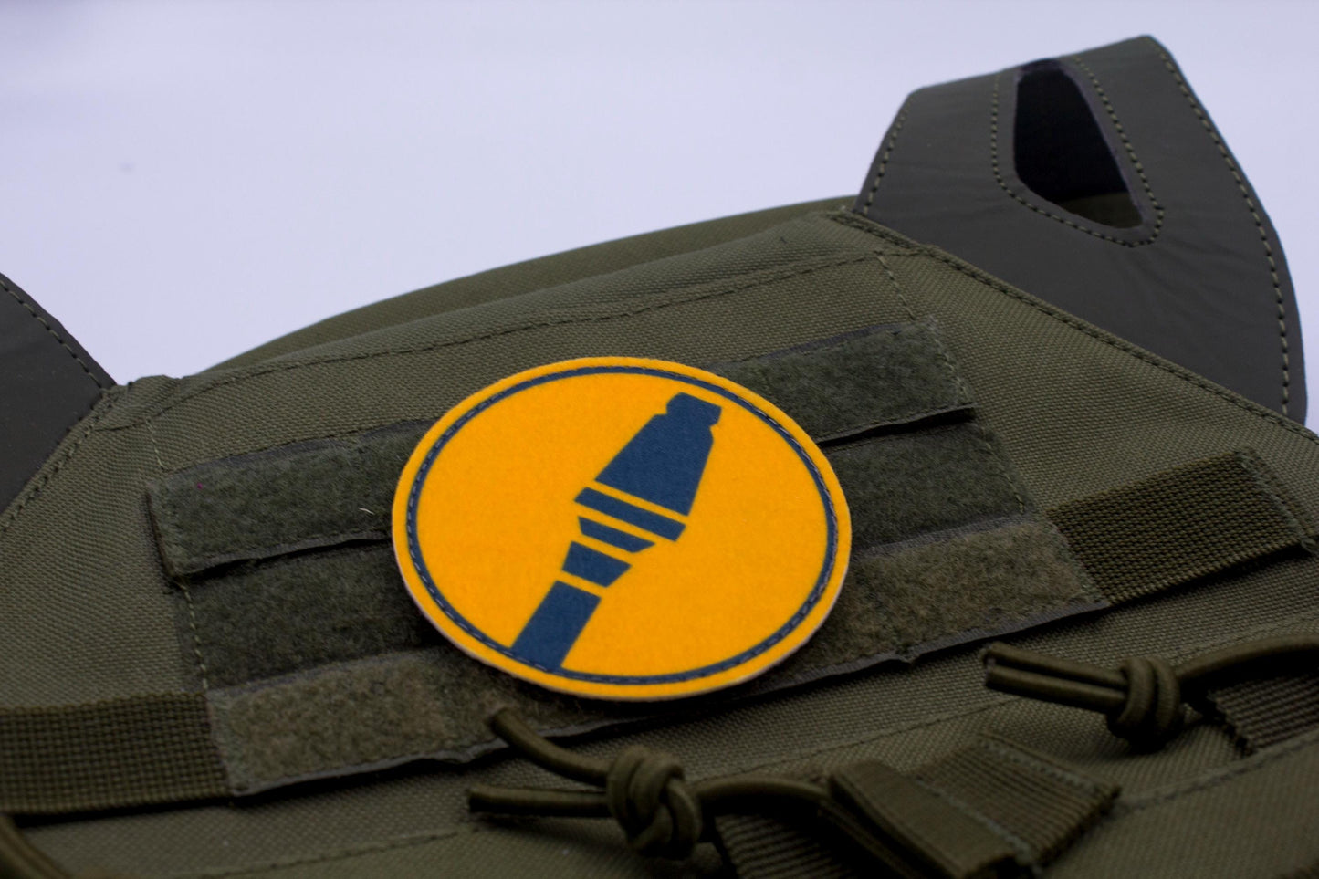 Soldier TF2 BLUE team hook and loop morale patch 3″