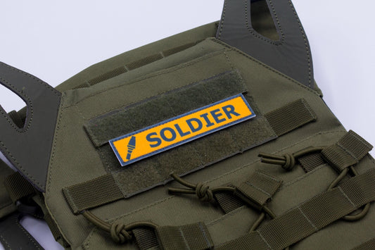 Soldier TF2 BLUE team stripe hook and loop morale patch