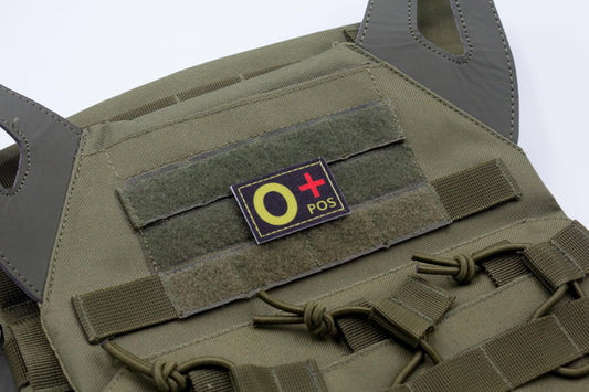 Blood type O+ pos BLACK paramedic emt patch