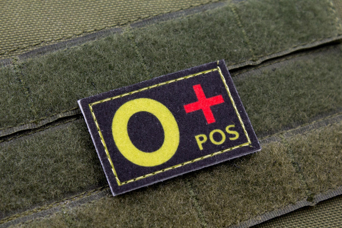 Blood type O+ pos BLACK paramedic emt patch