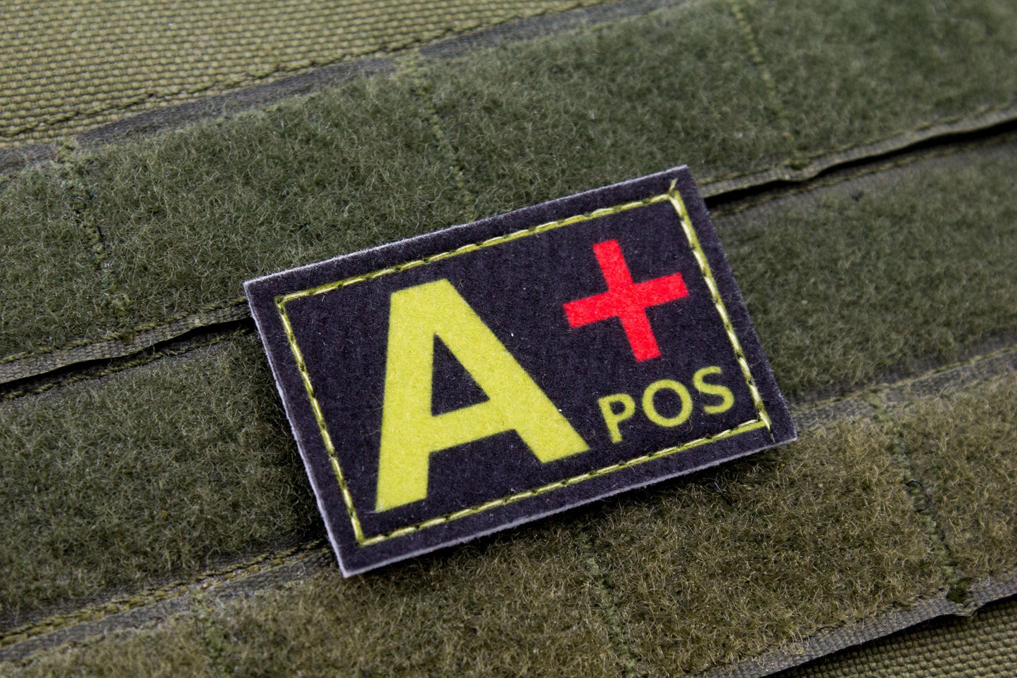 Blood type A+ pos BLACK paramedic emt patch