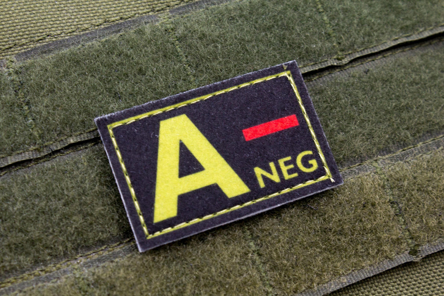 Blood type A- neg BLACK paramedic emt patch