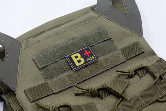 Blood type B+ pos BLACK paramedic emt patch