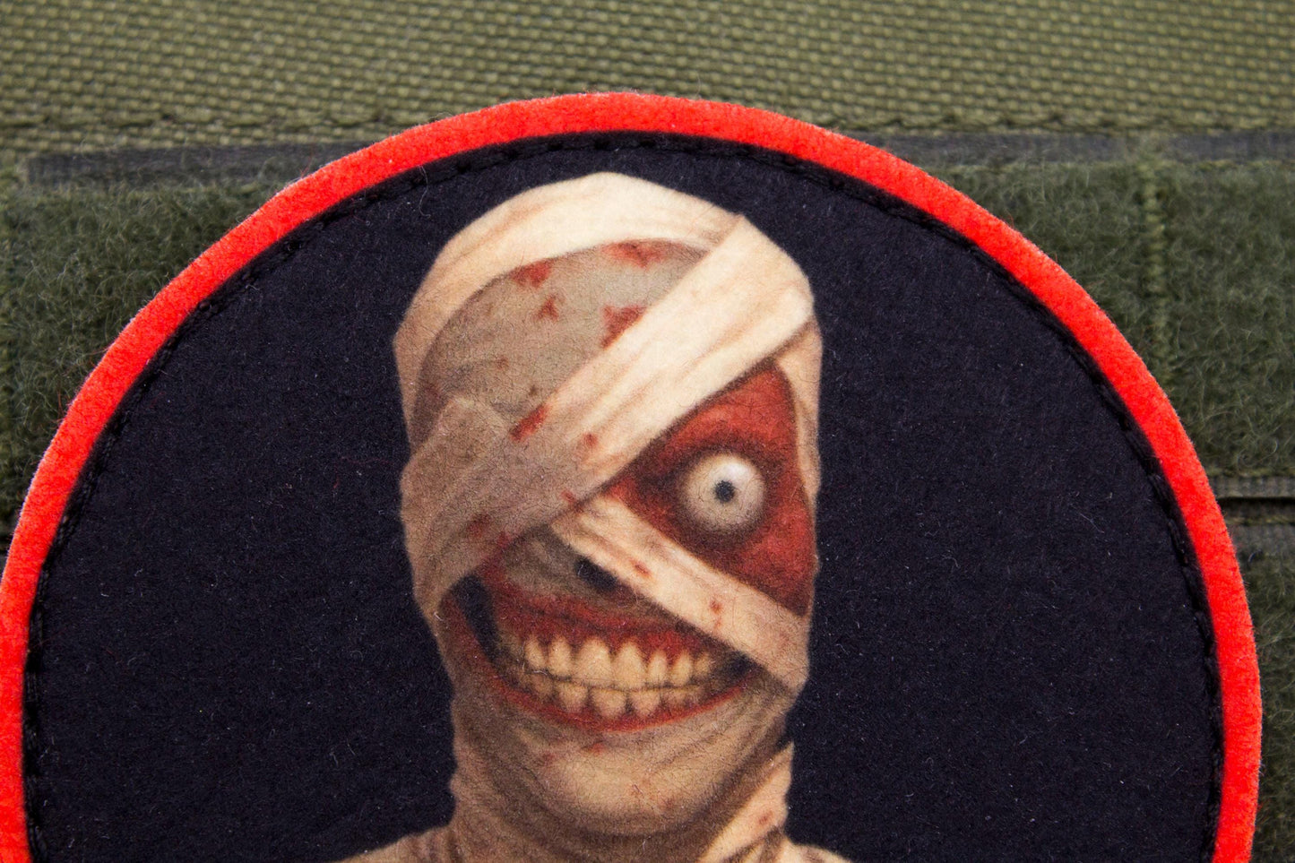 Curly Mouthwashing hook and loop morale patch